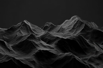 Abstract Monochrome Mountain Landscape with Dramatic Textures and Shadows