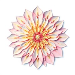 Intricate, stylized floral design; petals rendered in soft gradients White background, minimalist, petals, swirls