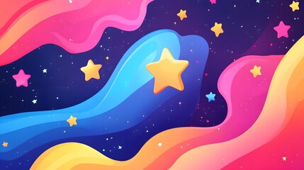 Vibrant Starry Cosmos Galaxy Space Background with Cartoony Feel