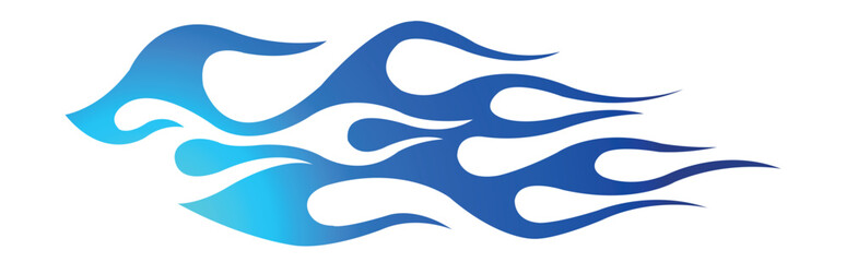 Fire flames racing electric car decal vector art graphic. Burning tire and flame sports car body side vinyl decal.