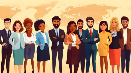 Obraz premium Professional Diverse Group of Multinational Office Workers Collaborating on International Business Projects