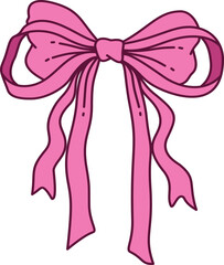 Hand drawn retro coquette bow doodle   