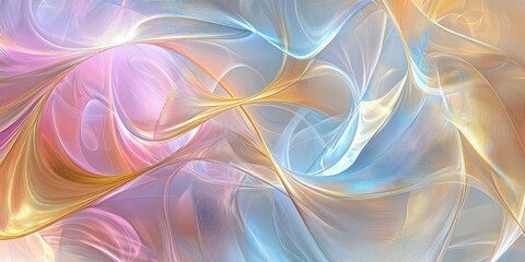Obraz premium A luxurious abstract design featuring fluid golden swirls and soft pastel tones