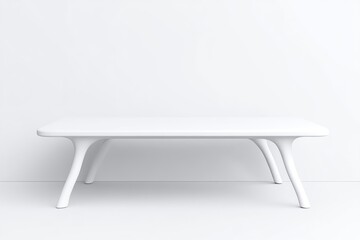Modern, minimalist, white table in a clean room