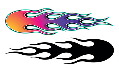 Vector flame sports car decal vinyl sticker. Racing car tribal fire flames vector art graphic. Side vehicle decoration for car, auto, truck, boat, suv, motorcycle.