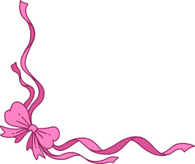 Hand drawn retro coquette bow doodle corner border   