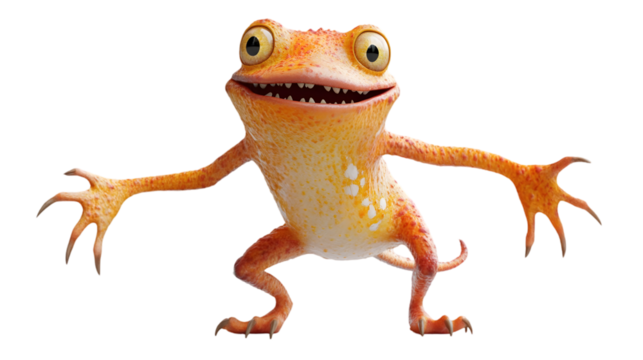 Excited Orange Frog Character With Wide Eyes