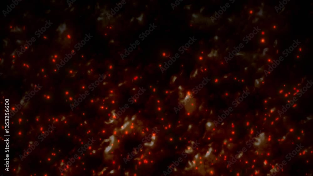 Poster abstract fiery particles loop against a dark background