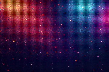 Mosaic pattern formed by halftone dots in various colors, pixel art, raster graphics