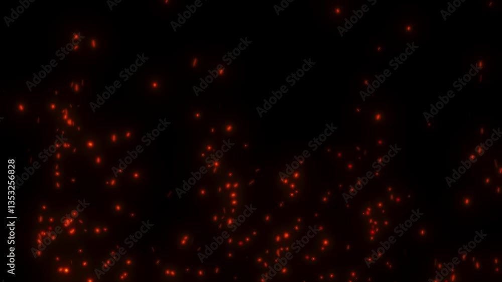 Poster red and yellow particles sparks loop