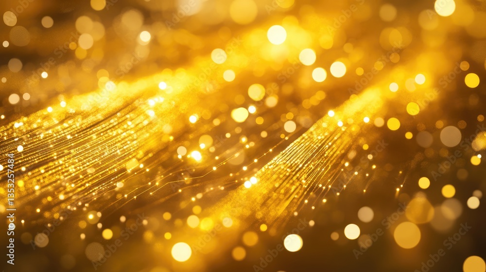 Poster abstract golden background with shimmering lights and soft bokeh effects, ideal for festive or luxur
