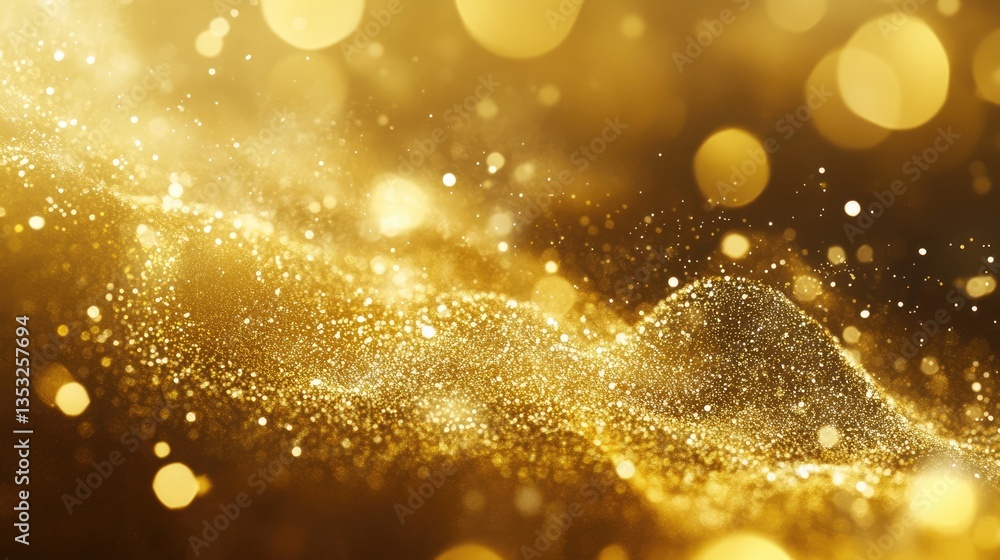 Aufkleber a shimmering wave of golden particles glistening in soft light, creating an enchanting and festive a