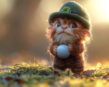 Cute Cat Golf Leprechaun.