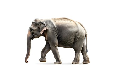 Fototapeta premium Side view of walking Elephant isolated on white background