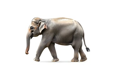 Fototapeta premium Side view of walking Elephant isolated on white background