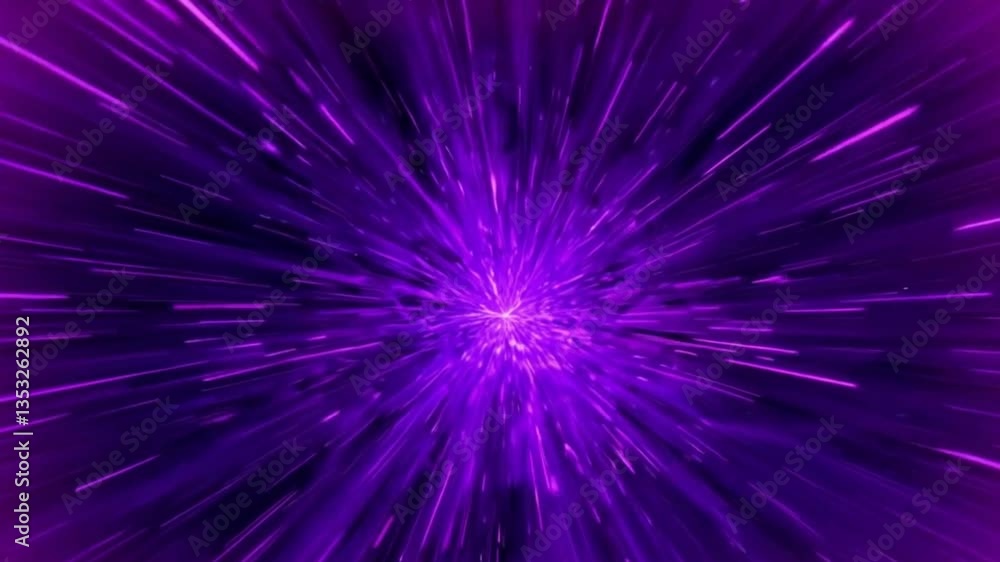 Poster purple fractal explosion animation with glowing light and energy patterns