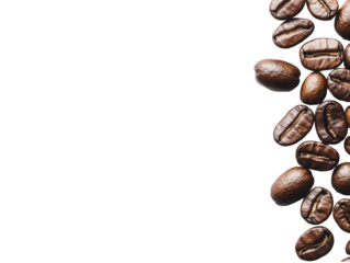 Coffee Beans on White Background: Minimalist Flat Lay for Cafés and Coffee Lovers
