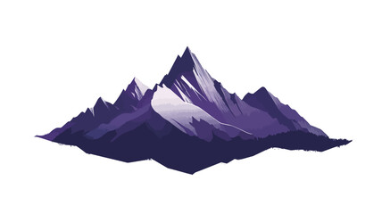 A stylized illustration of a mountain range depicted in shades of purple and violet. The image is a vector graphic with a clean, simplified design. The mountains are depicted in a silhouette style