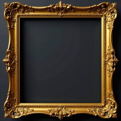 Gold scroll frame with delicate filigree and ornate details, vintage, intricate design, scroll frame