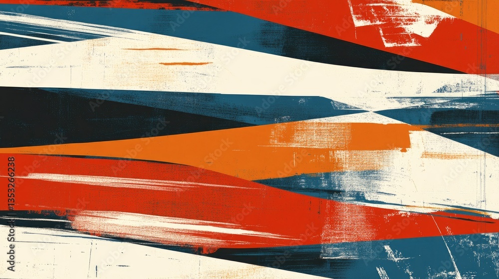 Poster a bold contrast of warm and cool colors arranged in a dynamic abstract pattern.