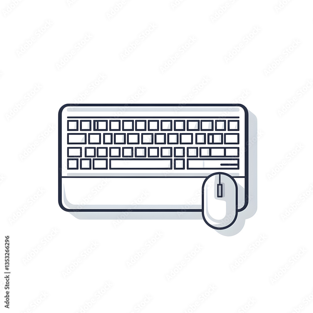 Poster linear icon with keyboard and mouse
