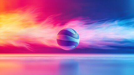 Sphere in vibrant, nebulous landscape.