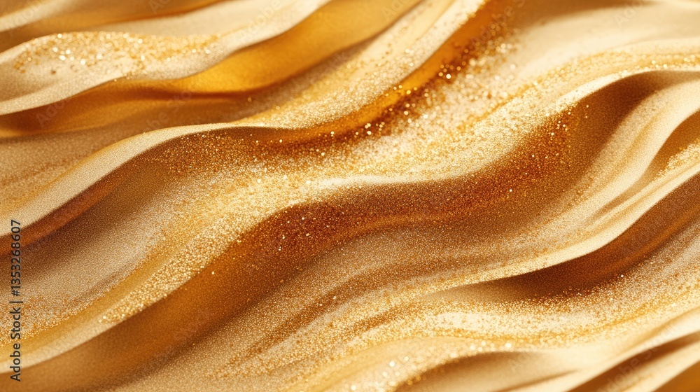 Poster abstract golden waves with shimmering texture creating a luxurious background suitable for various d