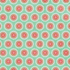 Floral geometric patterns, seamless paper and mosaic fabric