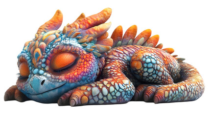 Naklejka premium Sleeping Colorful Dragon