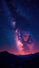 Fototapeta premium A vibrant starry night sky with a sprawling galaxy in the background, universe, cosmos, space