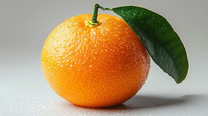 Whole tangerine with bright orange skin, isolated on white background