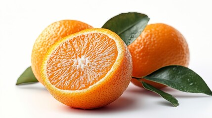 Whole tangerine with bright orange skin, isolated on white background