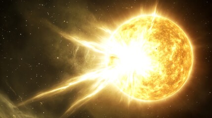 Obraz premium Radiant Neutron Star: Celestial Body Emitting Energy Bursts with Powerful Magnetic Field
