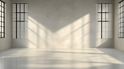 Obraz premium Empty industrial loft space bathed in sunlight
