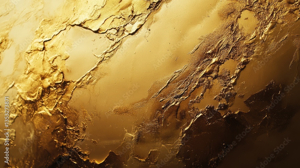 Poster abstract golden texture resembling a planetary surface with intricate patterns and depth, evoking a 