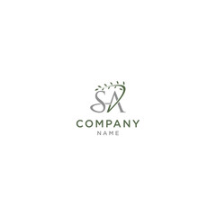 Fototapeta premium initial letter sa logo design, with swoosh and leaf