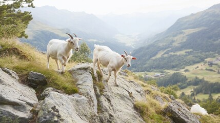 Mountain Goats Majestic Valley Landscape