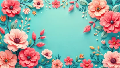 Fotobehang Swirly floral retro wallpaper with pastel colors and abstract shapes, evoking a whimsical atmosphere, vintage, abstract, pastel © Phennapha