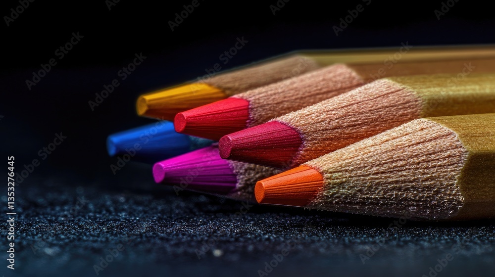 Aufkleber a dynamic array of color pencils arranged in a smooth gradient from light to dark.