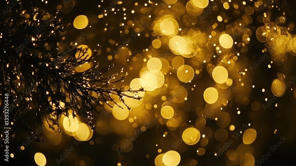 Poster golden bokeh lights shimmer softly in the background, creating a warm festive atmosphere with delica