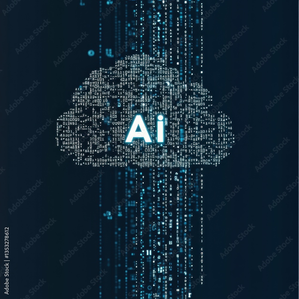 Poster a cloud of code with the letters ai on it