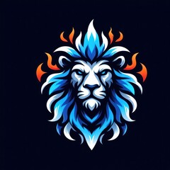 Fototapeta premium Fiery Ice Lion Mascot Logo. (1)