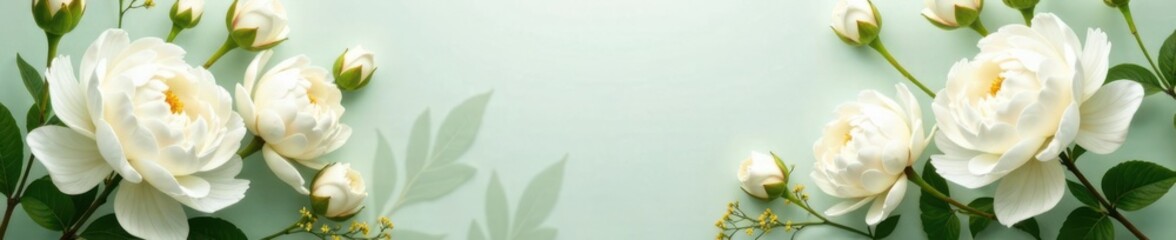 Obraz premium Delicate floral arrangement with white peonies and greenery , wedding flowers, elegant