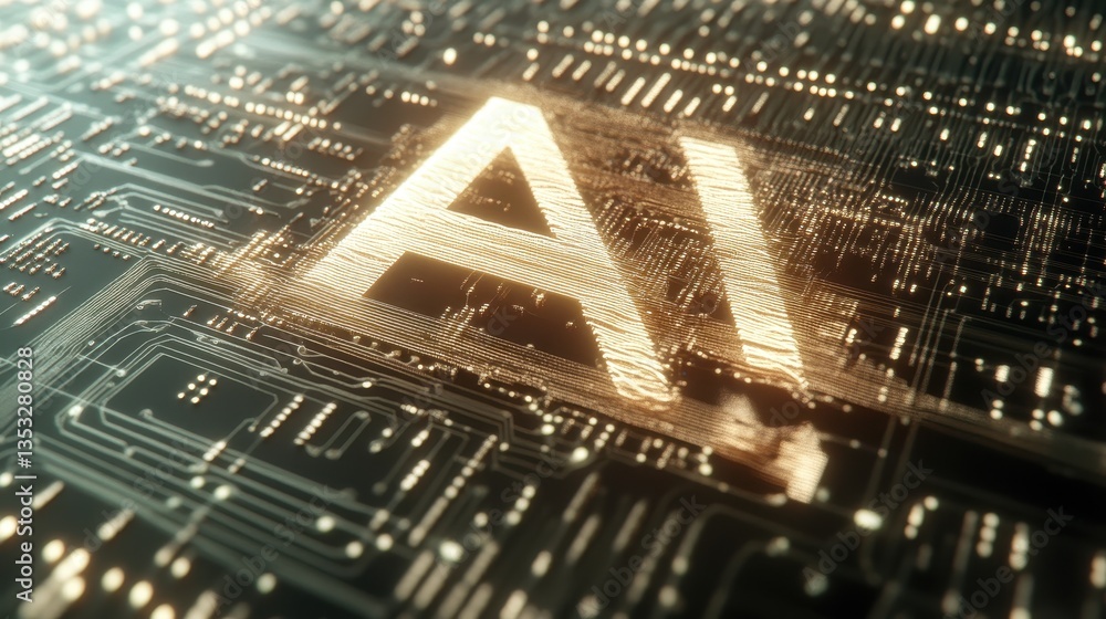 Poster a computer chip with the letters ai on it