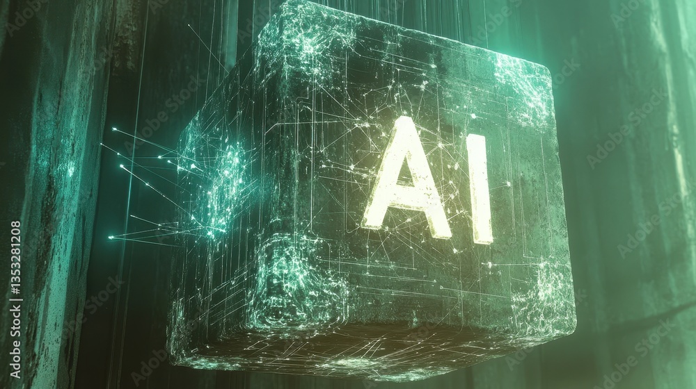 Aufkleber a cube with the letters ai on it