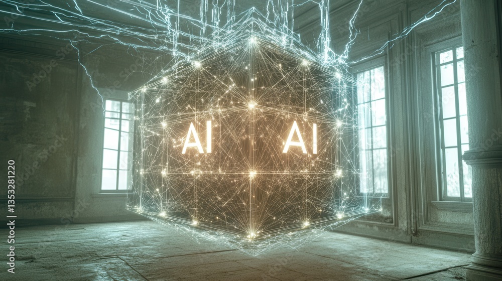 Poster a cube with the letters ai on it