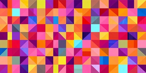 Abstract geometric mosaic vector pattern with vibrant color blocks and sharp lines, vibrant illustration, pattern