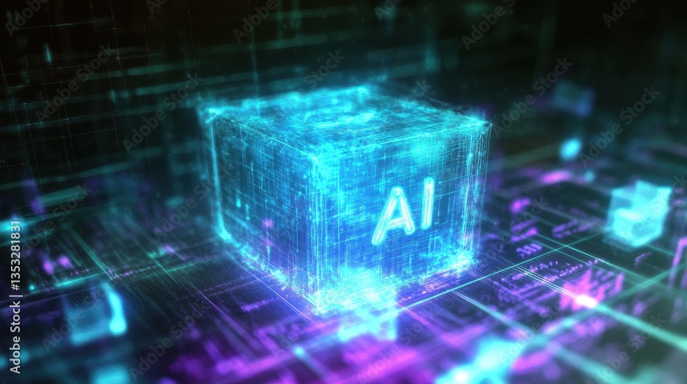 Poster a cube with the letters ai on it