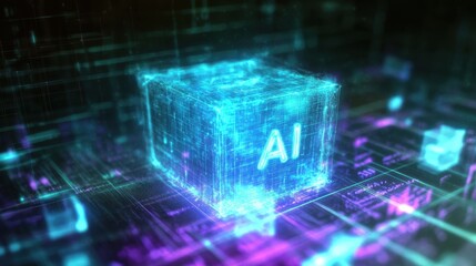 A cube with the letters AI on it