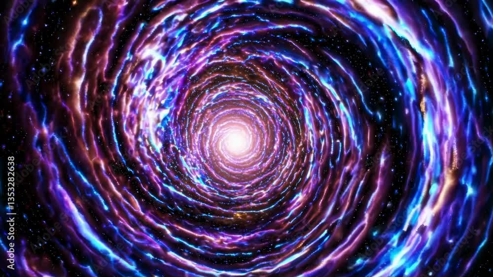 Poster a mesmerizing video concept of a cosmic vortex in a spiral pattern. the camera angle is centered, cr
